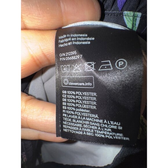 Floral Black Long-Sleeve Dress By H&M Size 14 Boho‎ Hippie Classic Cute Large - Picture 7 of 9